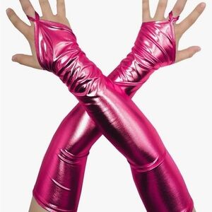 Seeksmile Adult Unisex 19" Shiny Metallic Fingerless Gloves